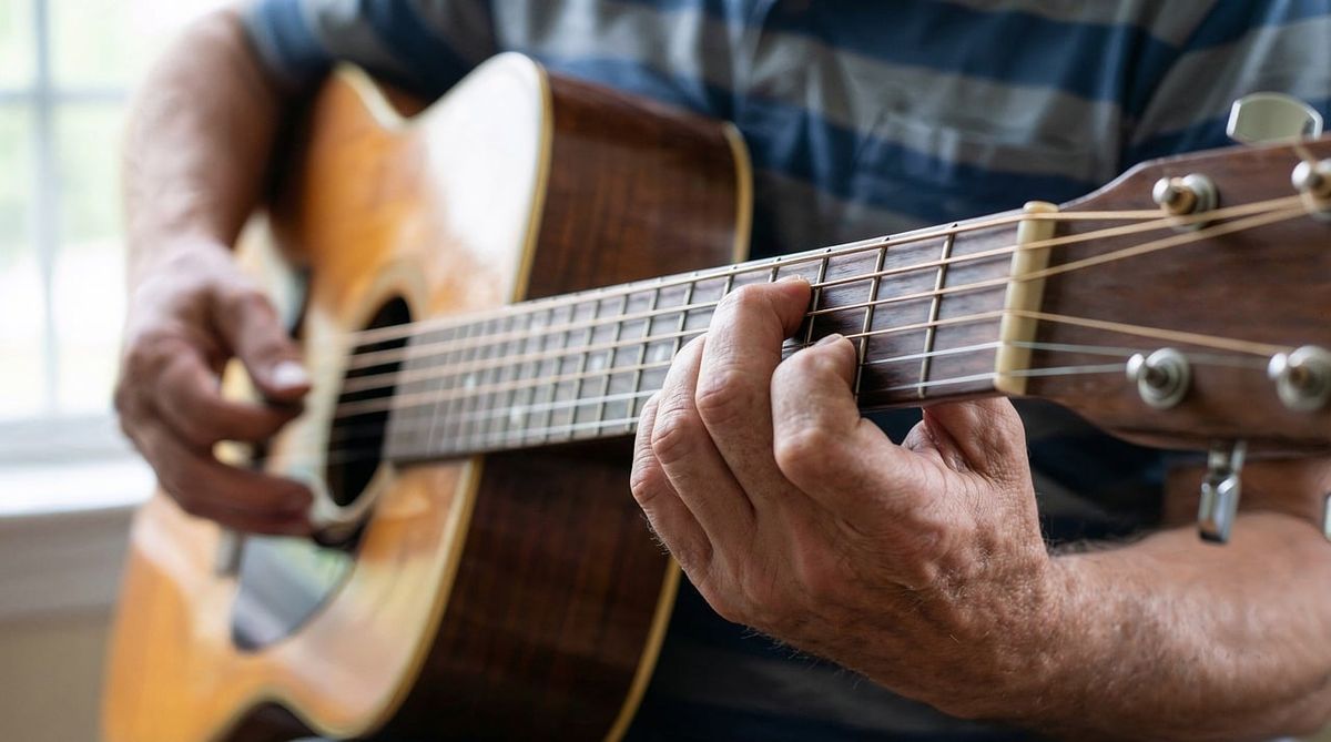 Man playing an acoustic guitar