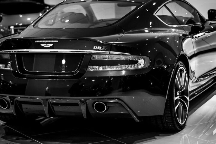 Black British grand tourer sports car