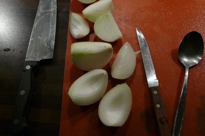 Knife, to cut, onion, sharp, meal, food