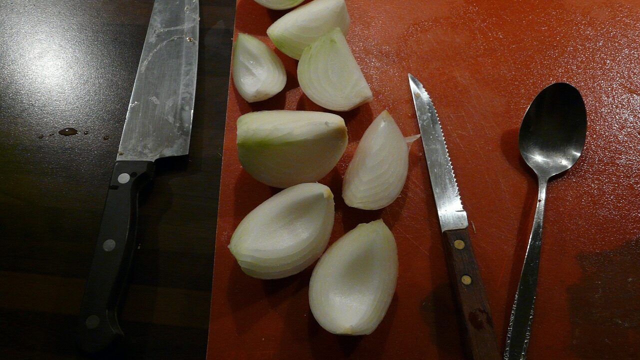 Knife, to cut, onion, sharp, meal, food