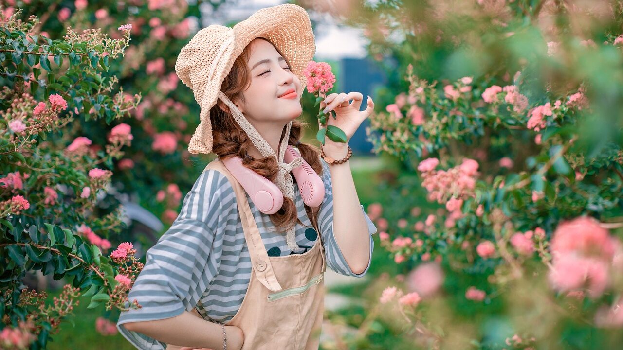 Woman, smell, flowers, garden, female, nature, beautiful flowers, girl, flower background, flower wallpaper, portrait