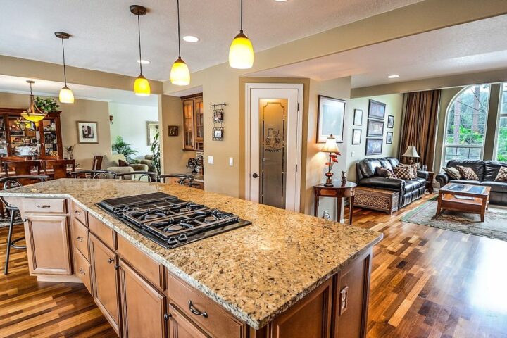 Spacious open-plan kitchen and living area