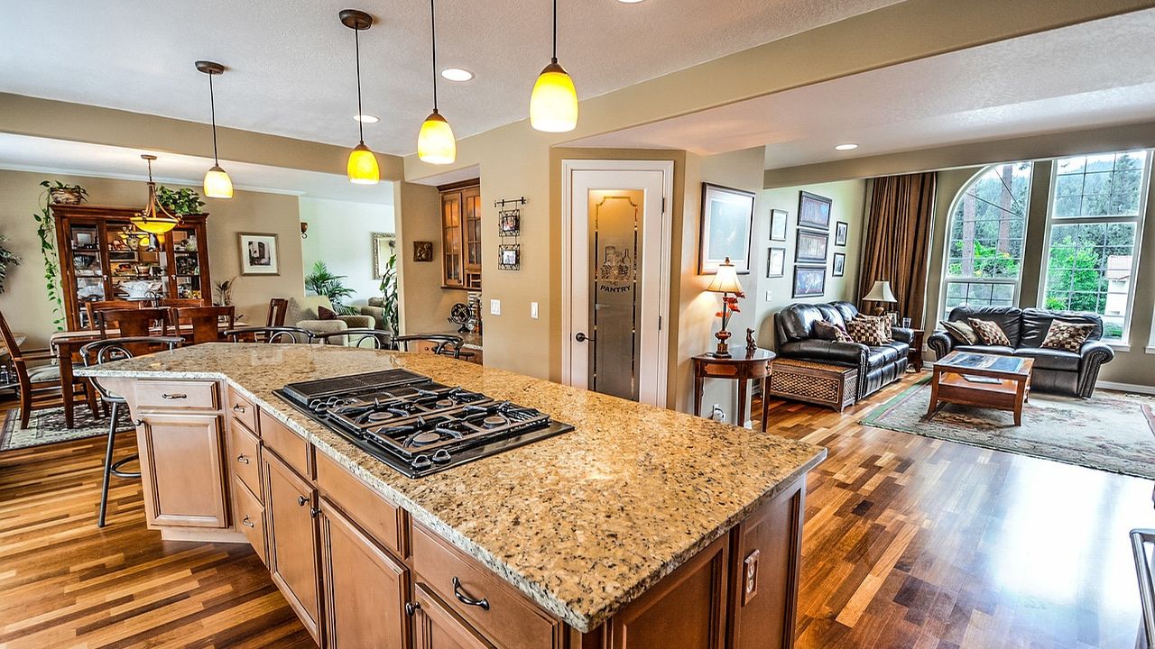 Spacious open-plan kitchen and living area