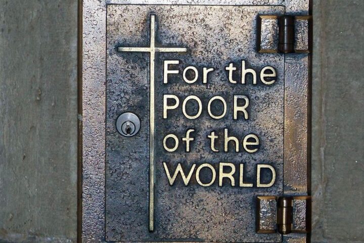 Church poor box reading For the Poor of the World