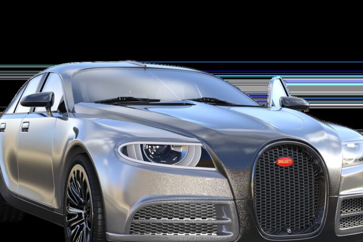 Silver luxury concept sports car