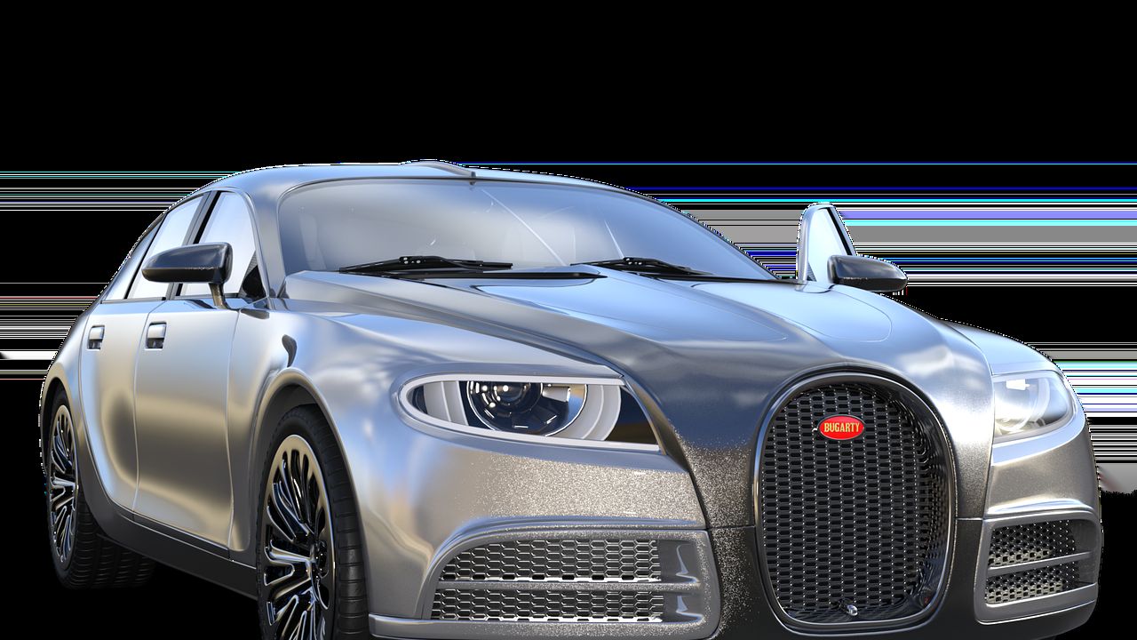 Silver luxury concept sports car