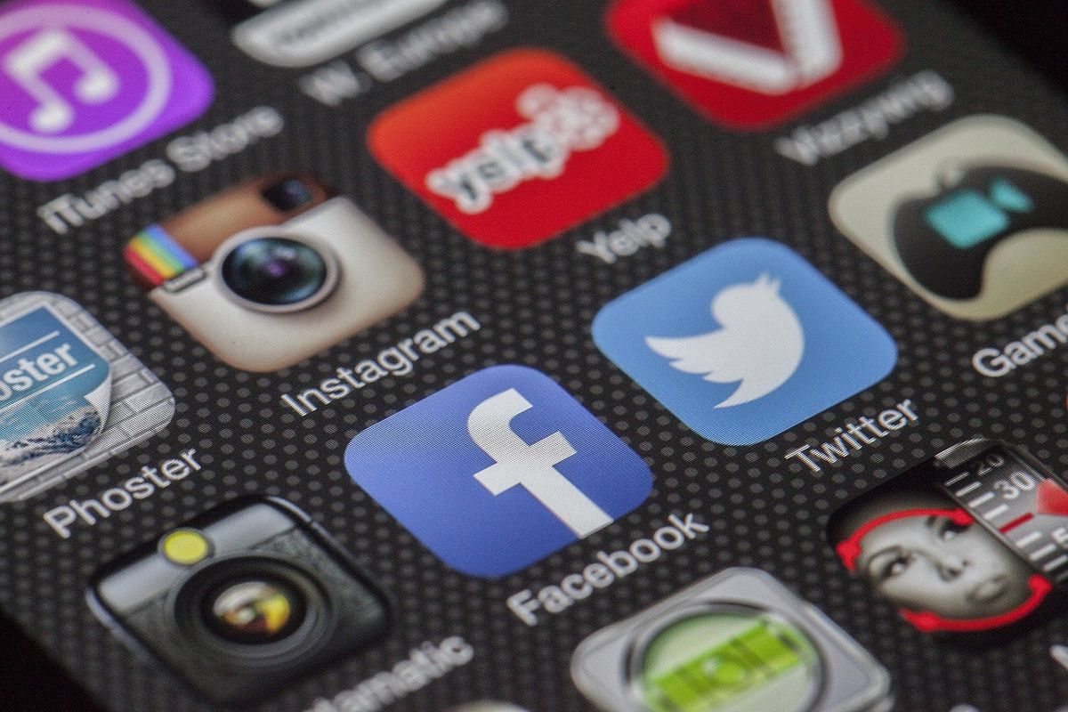 Close-up of app icons including Instagram and Facebook