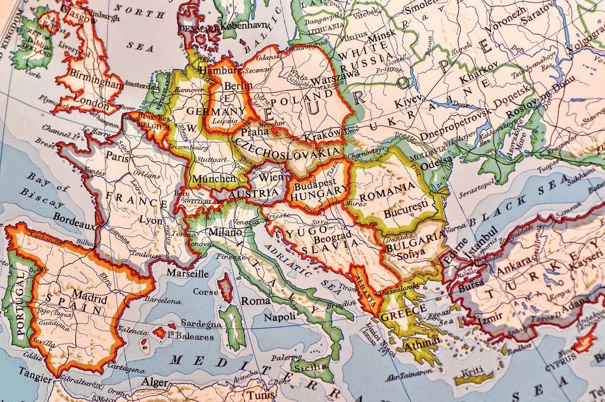 Colourful map of Europe