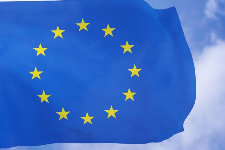 European Union flag against the sky