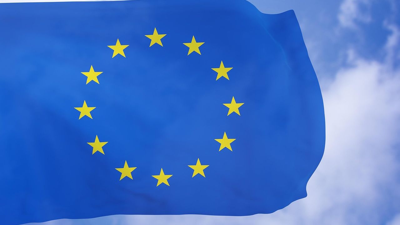 European Union flag against the sky