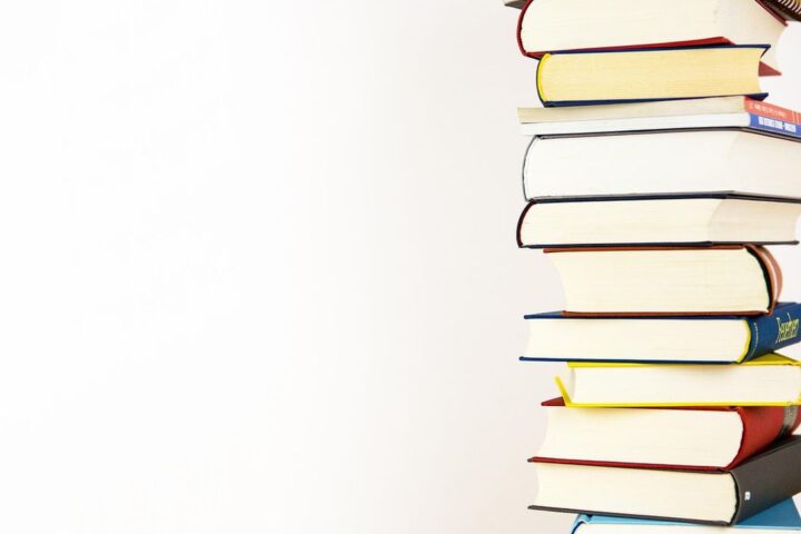 Tall stack of books