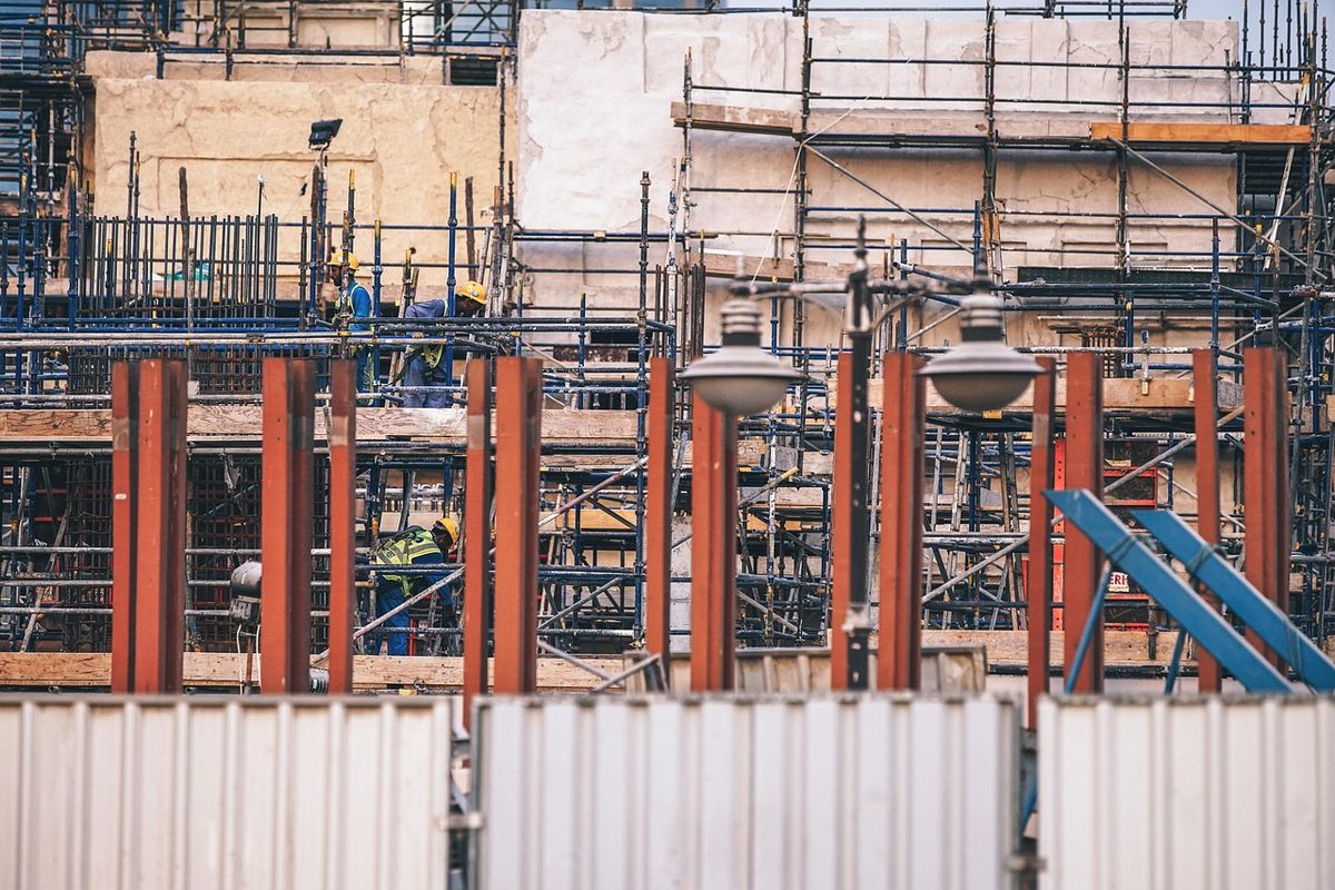 Scaffolding around a building site