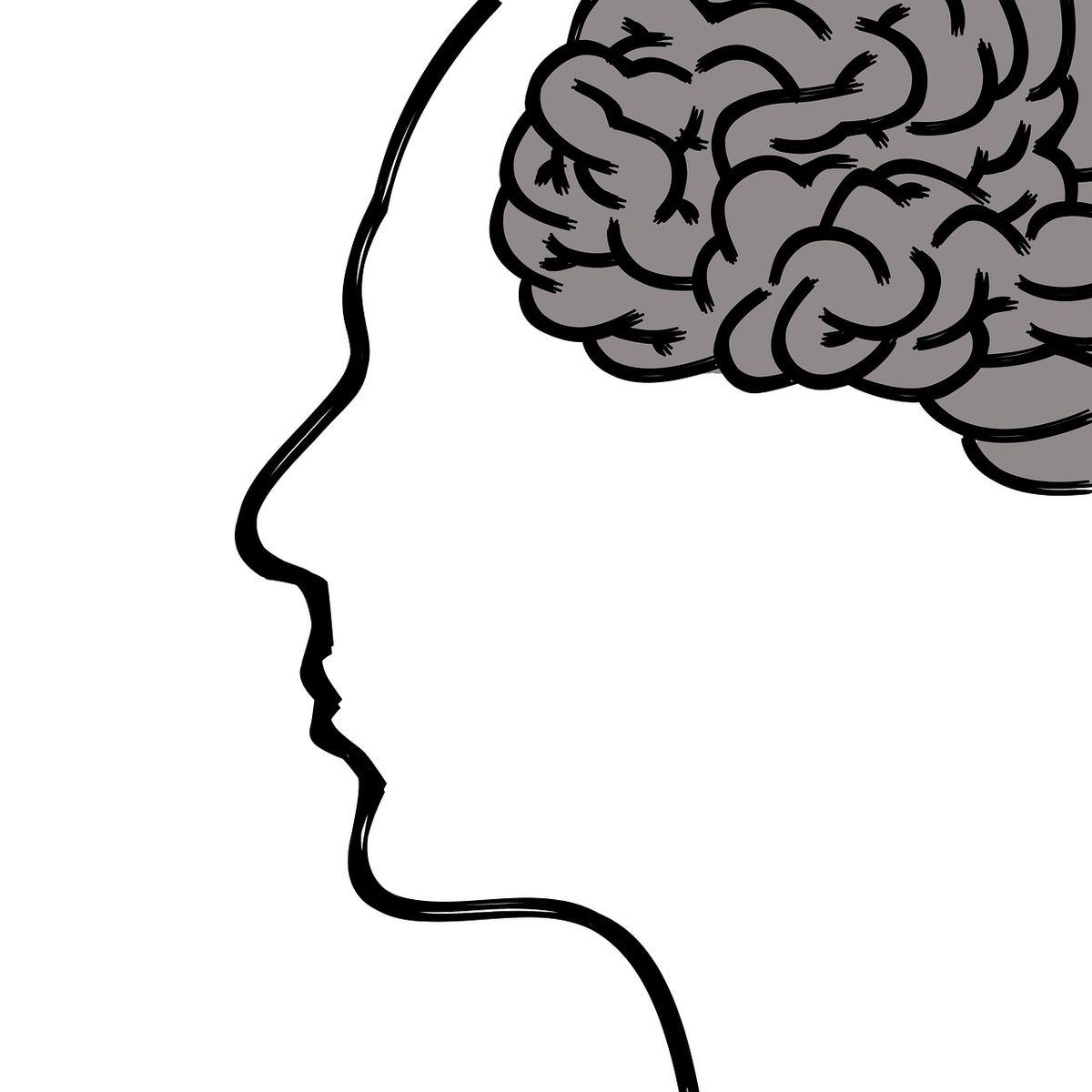 Illustration of a brain inside a head outline