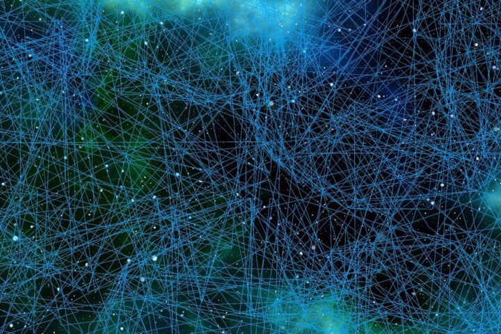 Glowing network of connections like neurons