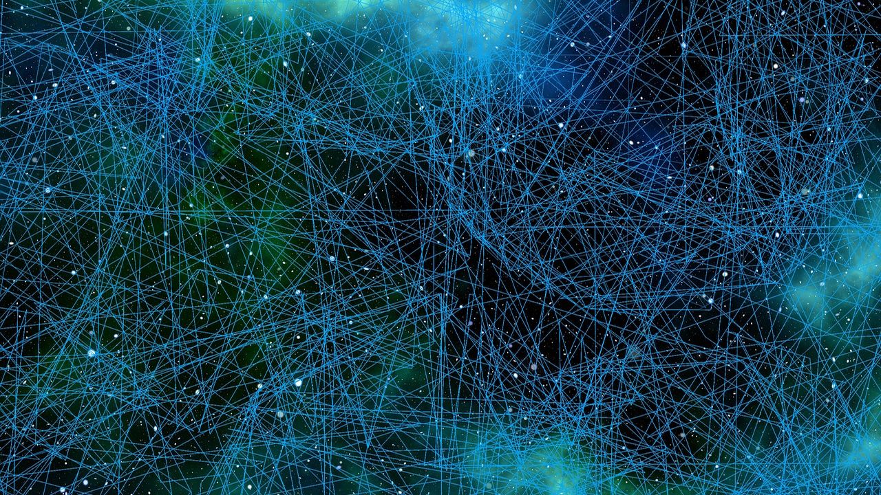 Glowing network of connections like neurons