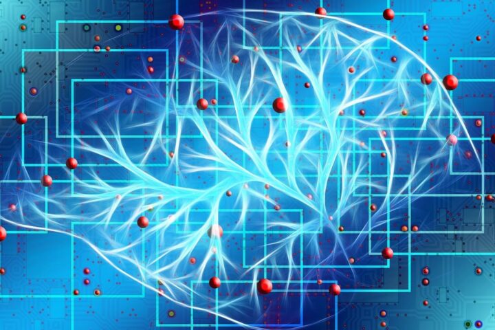 Illustration of a brain's neural pathways