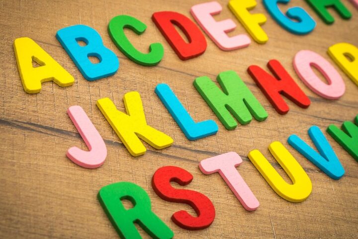 Colourful wooden alphabet letters