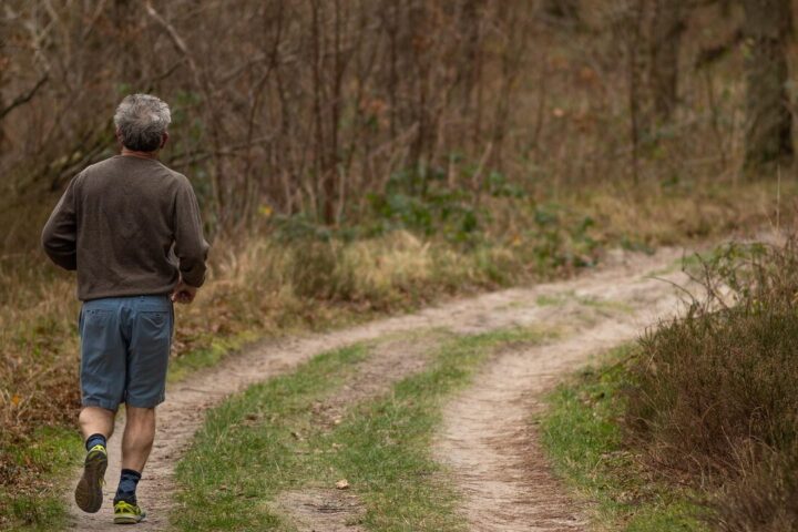 Jogging, trail, forest, man, adult, person, wellness, exercise, fitness, leisure, nature, recreational activity, active, activity, lifestyle, sports, outdoors, forest path, running, senior, elderly