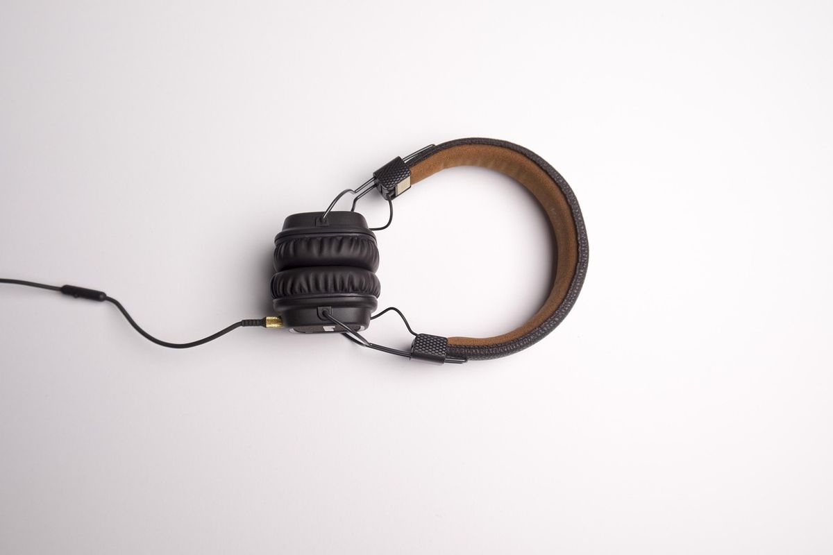 Headphones on a white surface