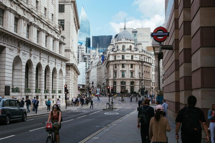 Busy street in the City of London
