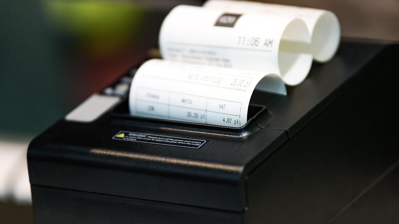 Receipt printer printing a till receipt