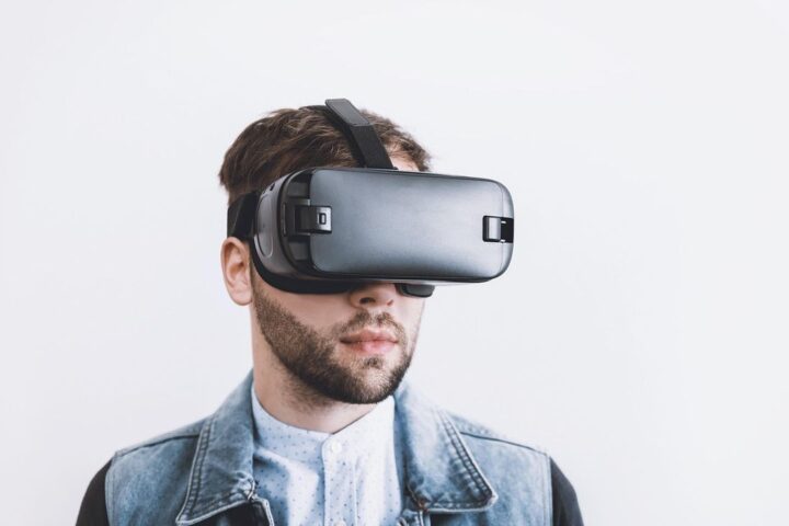 Man wearing a virtual reality headset