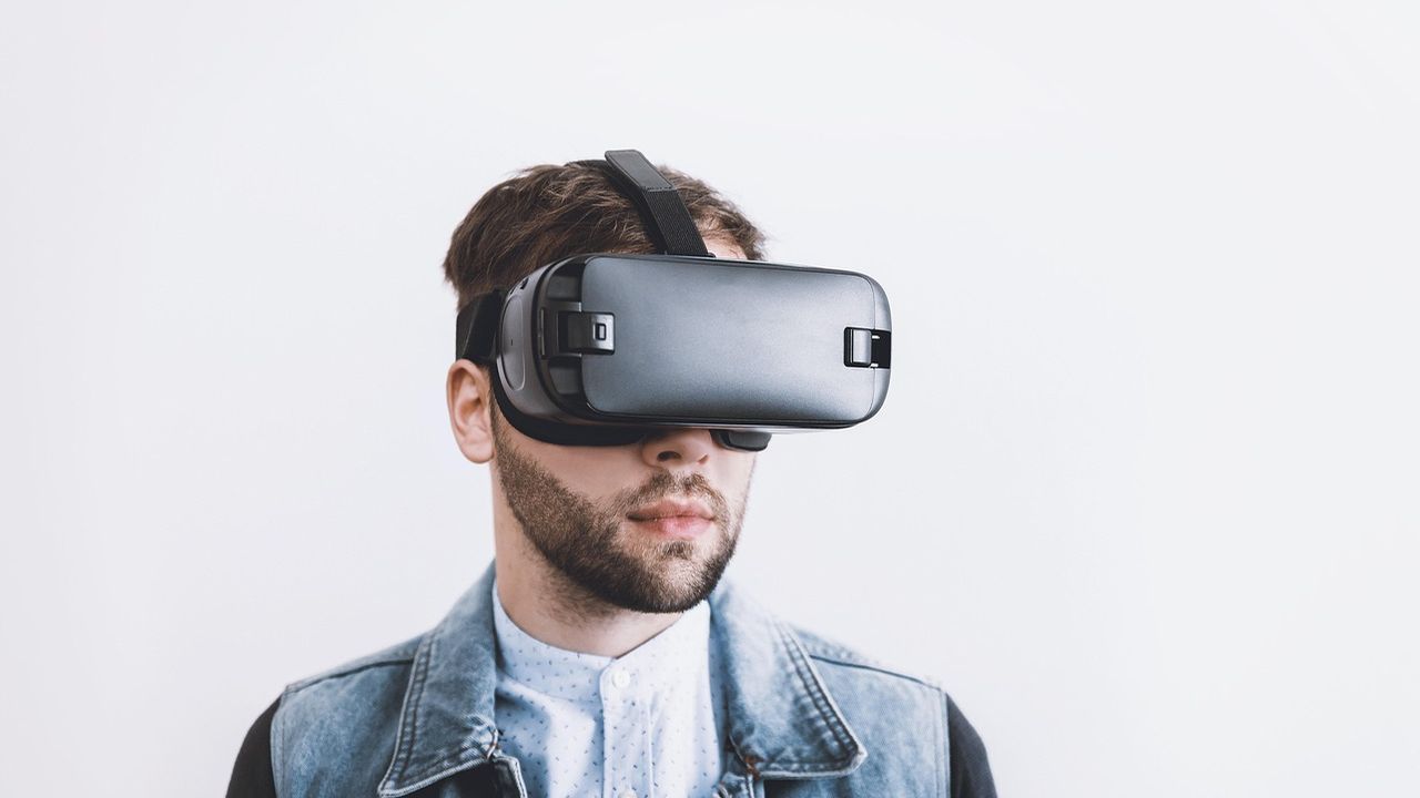 Man wearing a virtual reality headset