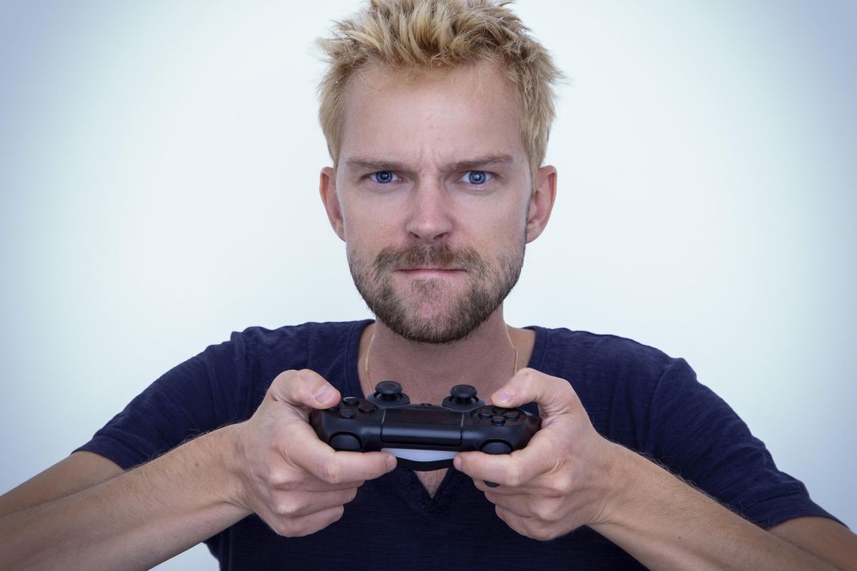 Man holding a game controller
